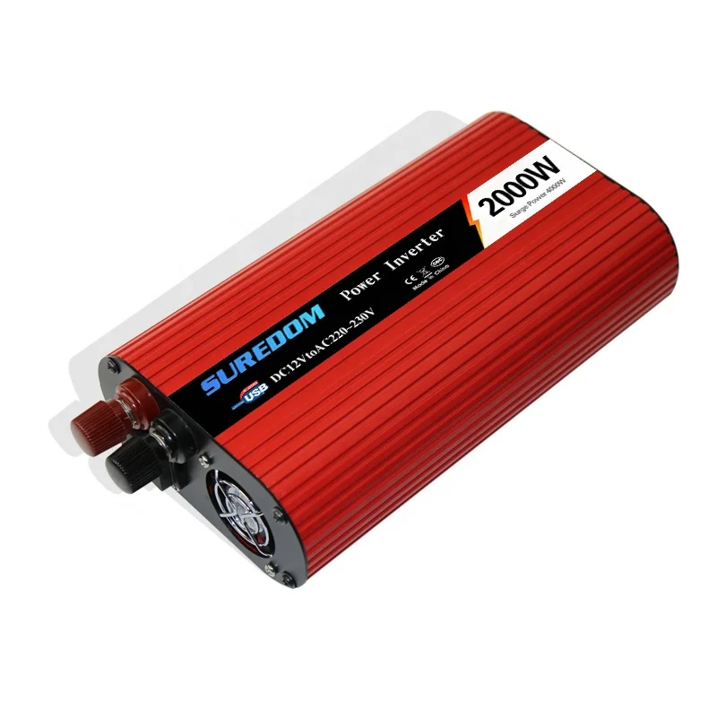 Suredom OEM Sockets Portable Inverter 12V 220V 2000W Solar Inverter Off-Grid with external fuses