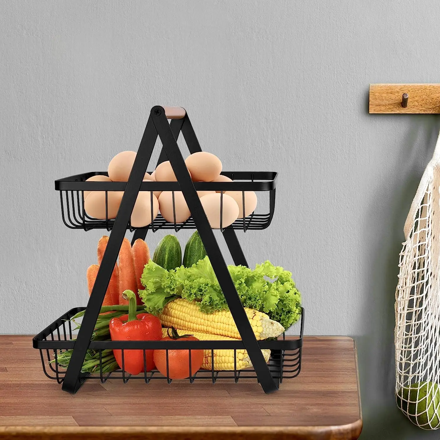 Household Fruit Storage Organizer Liveroom Countertop Metal Fruit Basket For Kitchen Counter