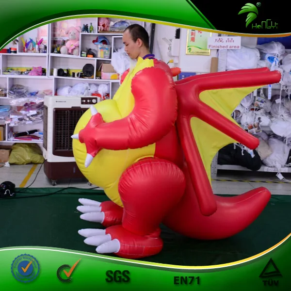 Hongyi Inflatable Suit, Inflatable Red Fire Dragon Mascot Costumes, Blow Up Body Suit