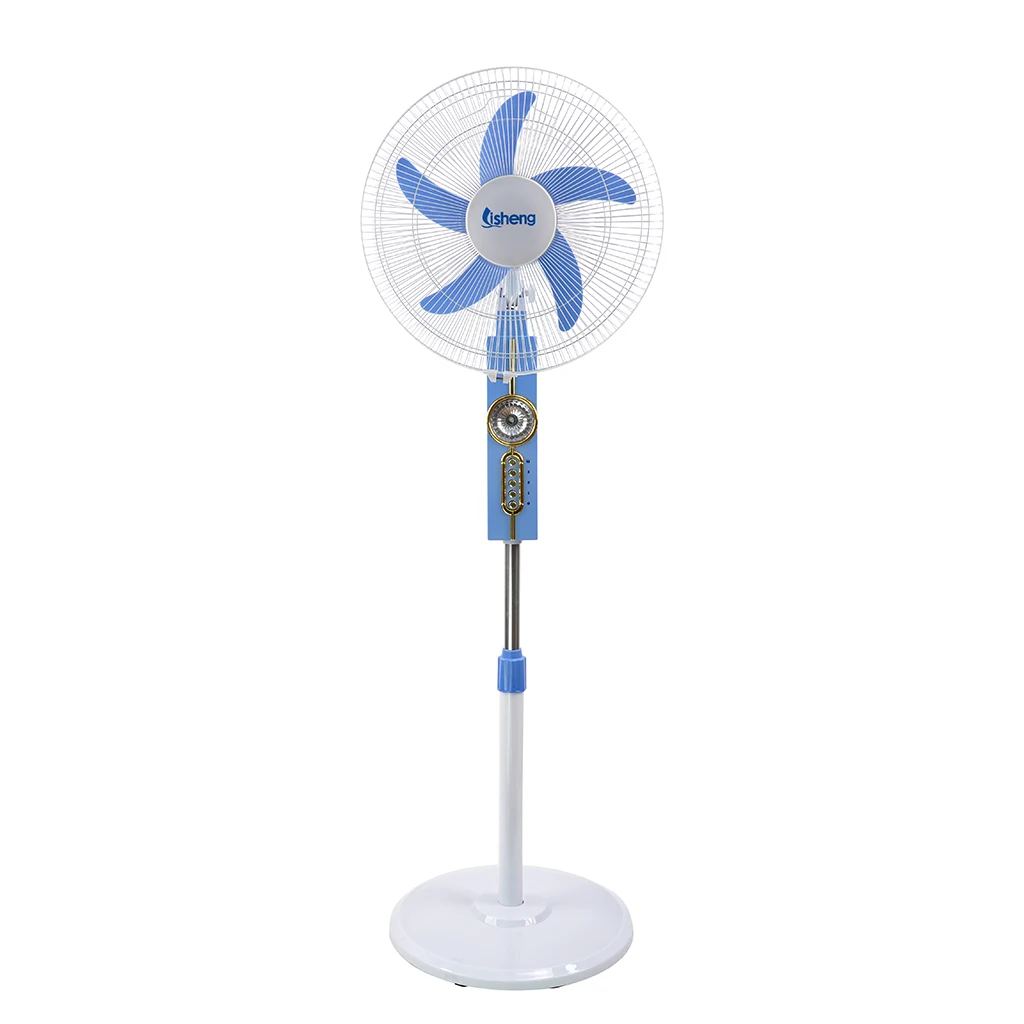 Energy saving AC/DC solar  energy stand  fan 12V DC motor portable summer  stand fan with solar panel  and led light