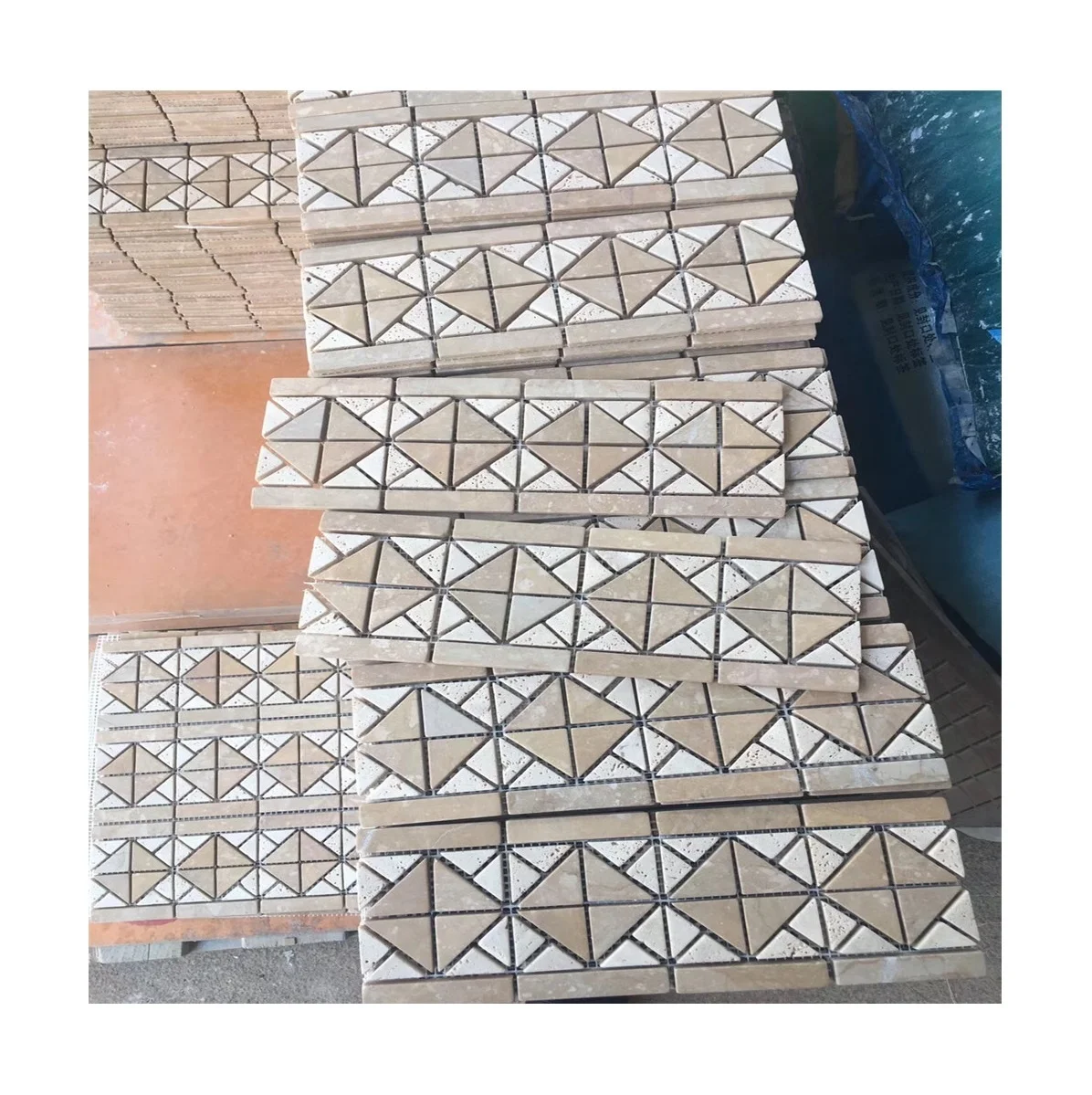 Greek marble mosaic art border skirting decorative waist line with custom pattern