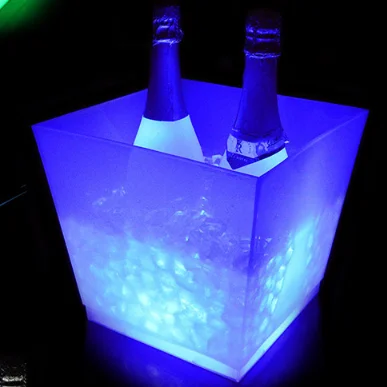 10L square shape pp LED illuminated ice bucket