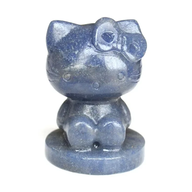 Резьба вручную 2 дюйма натуральный розовый кварц кристалл мультфильм Hello Kitty кошка резьба для украшения дома