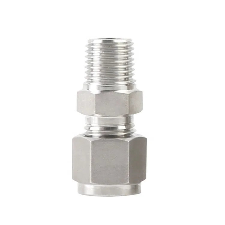 Stainless steel compression fittings tube fittings npt thread air hydraulic fitting nipples