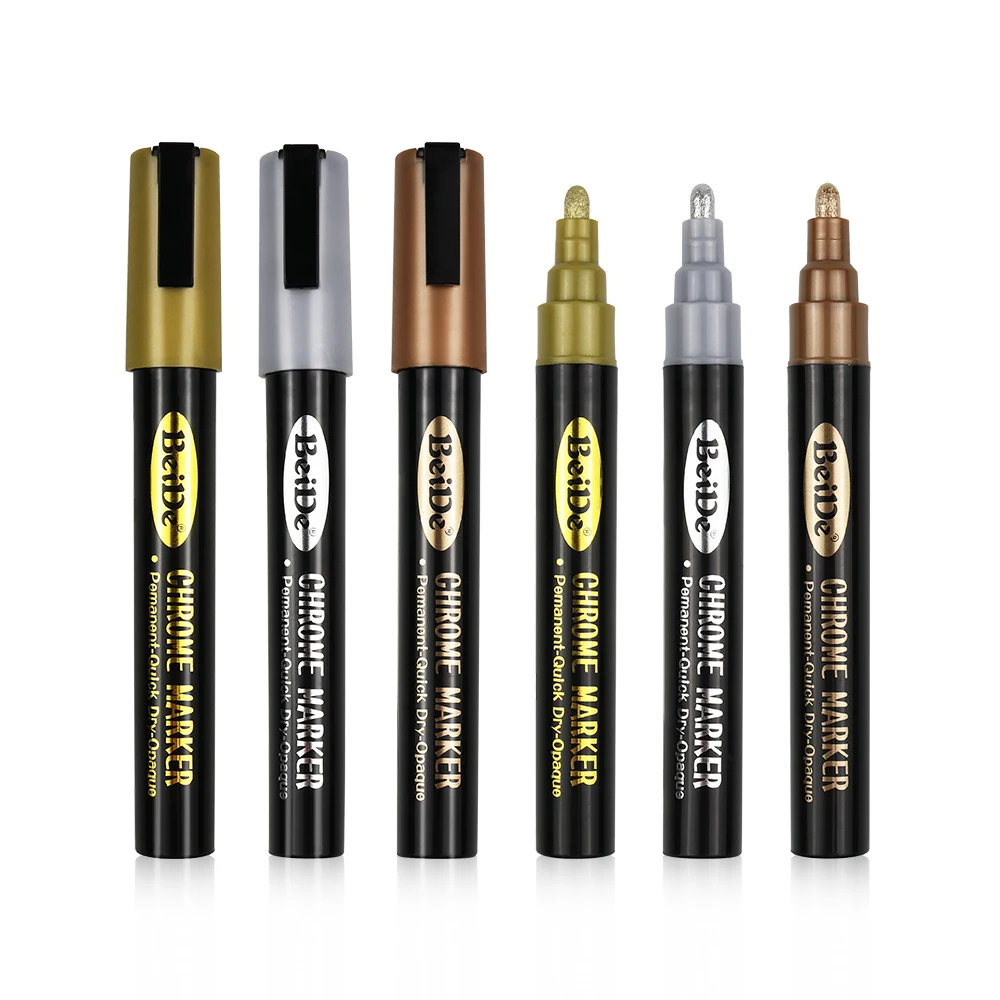 Golden Silver Art Liquid Mirror Chrome Marker Pen Gloss Oil-based Paint Marker Pen Liquid Chrome Marker