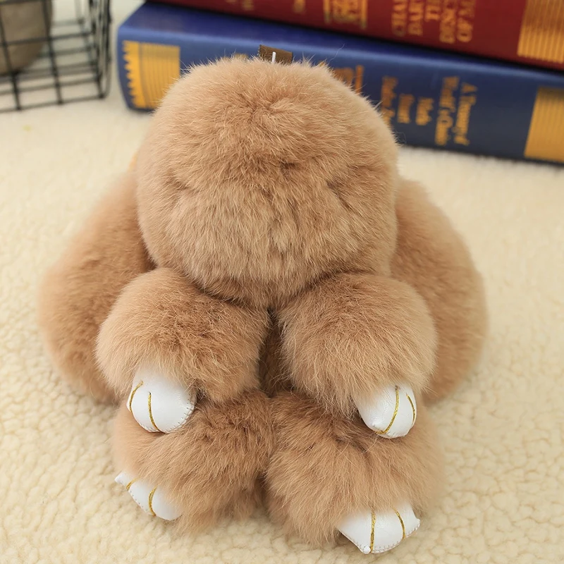 
Custom Easter rabbit fur toy stuffed plush 18cm mini bunny rabbit key chain fur for gift 