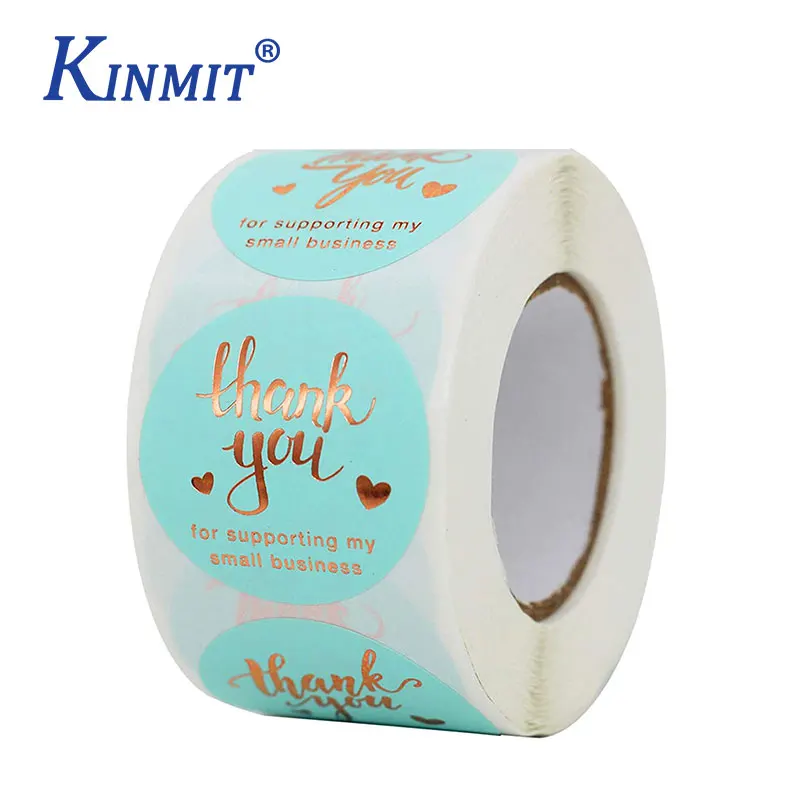 500 Pcs/lot Thank you Red Heart Design Die Cut Round Logo Cake Box Hot Stamping Kraft Paper Labels Gift Packaging Seals Sticker