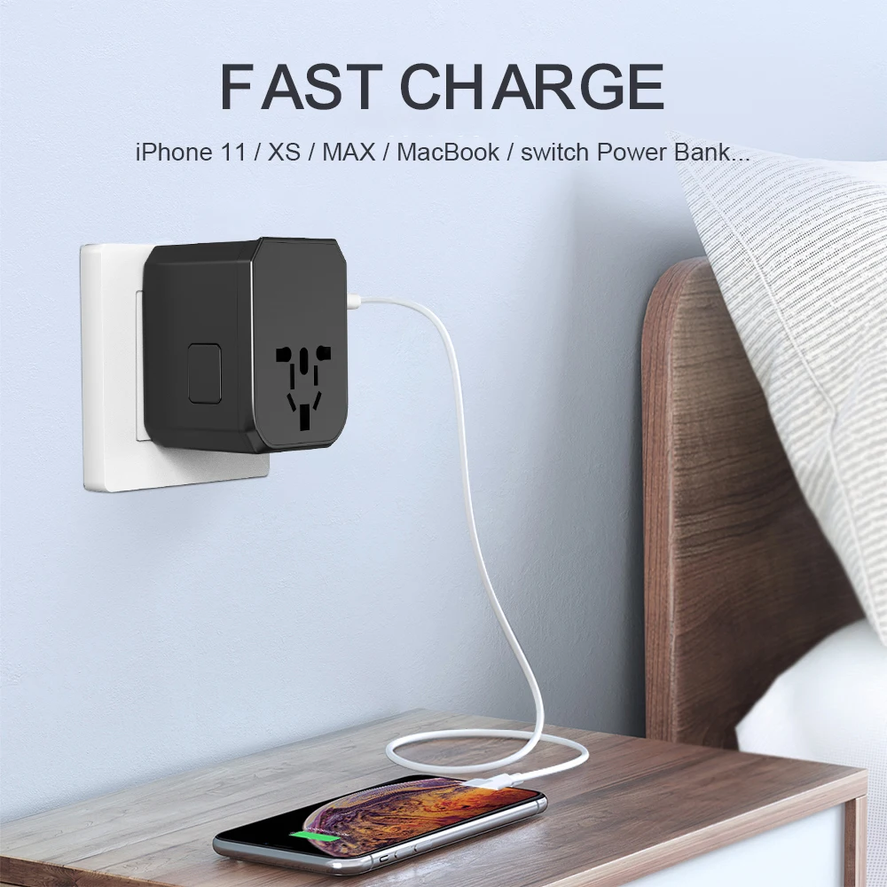  По всему миру для смарт-двойной USB адаптер телефона и портом типа C универсальное зарядное устройство безопасности 5v 5600mA Универсальное переменного