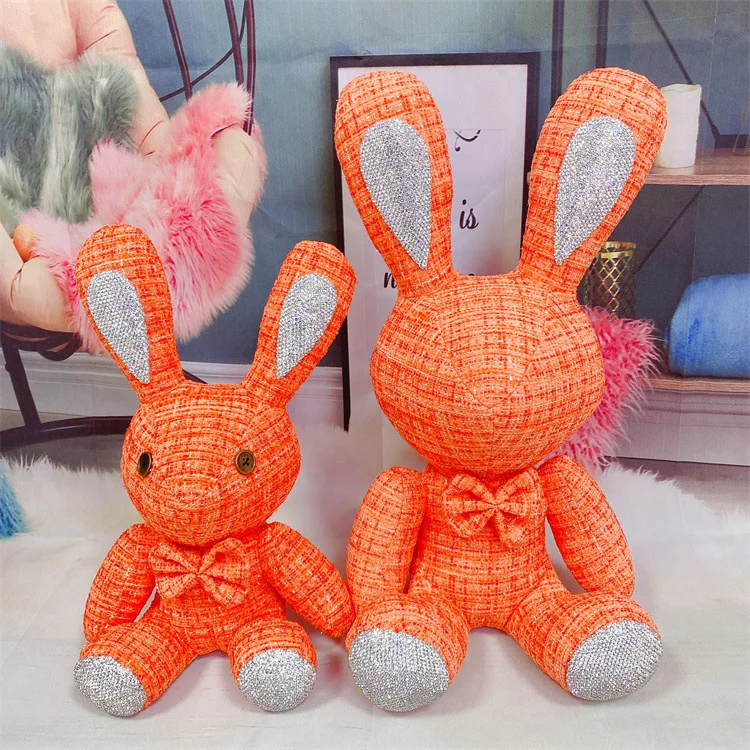 Rabbit Bunny Birthday Gift Party Easter Decoration Cute Little White PU Leather Rabbit Plush Toys