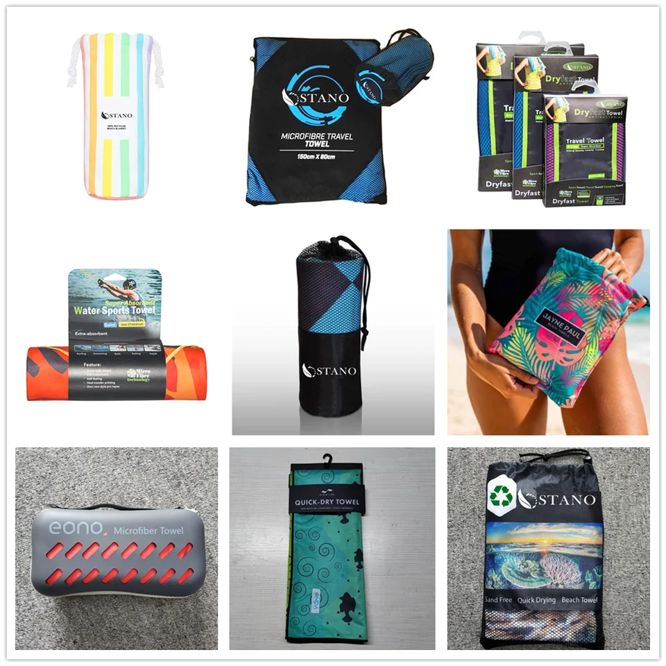 Custom Prints Design Logo Soft Quick-Drying Double-Sided Plush Microfiber Suede Yoga Fitness Beach Swimming Sports Gym Towel Set