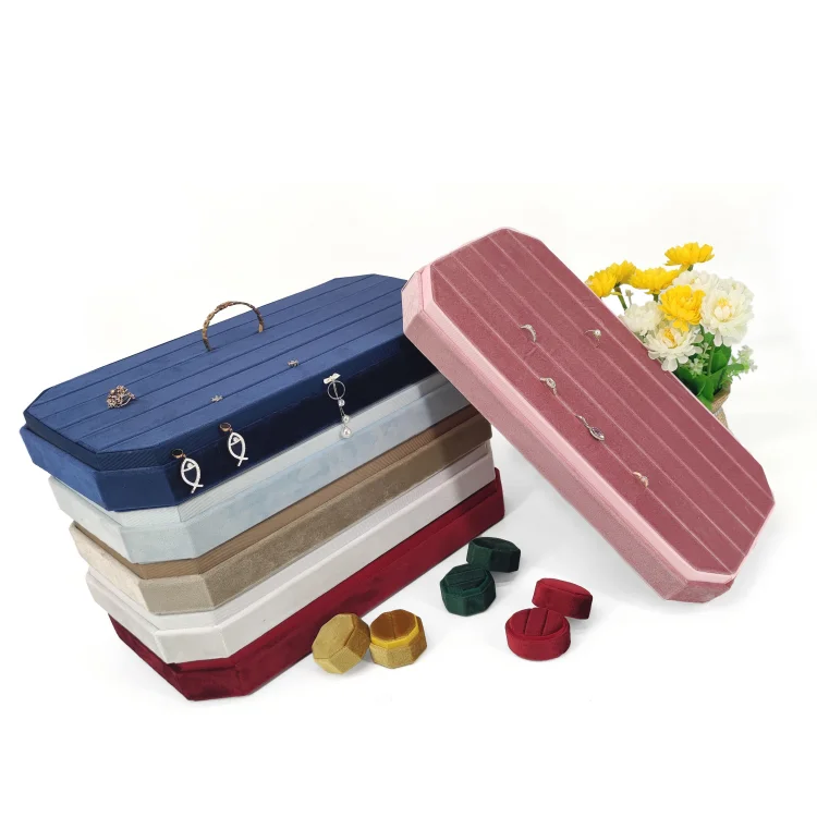 Newest Customized  Luxury Velvet Ring Jewelry Display Tray Velvet Jewelry Tray For Display Jewelers Workbench Ring Show Desktop