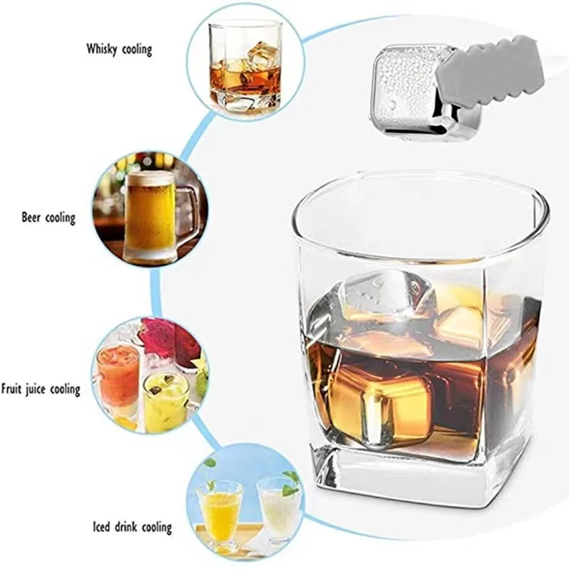 Whiskey Stones 8 Pack Reusable Stainless Steel Ice Cubes
