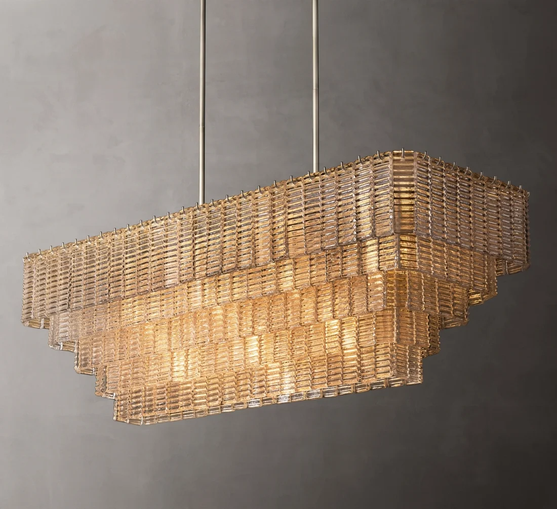 Hanging decoration rectangular chandelier glass pendant lamp restaurant lighting dining glass chandelier light lighting decor