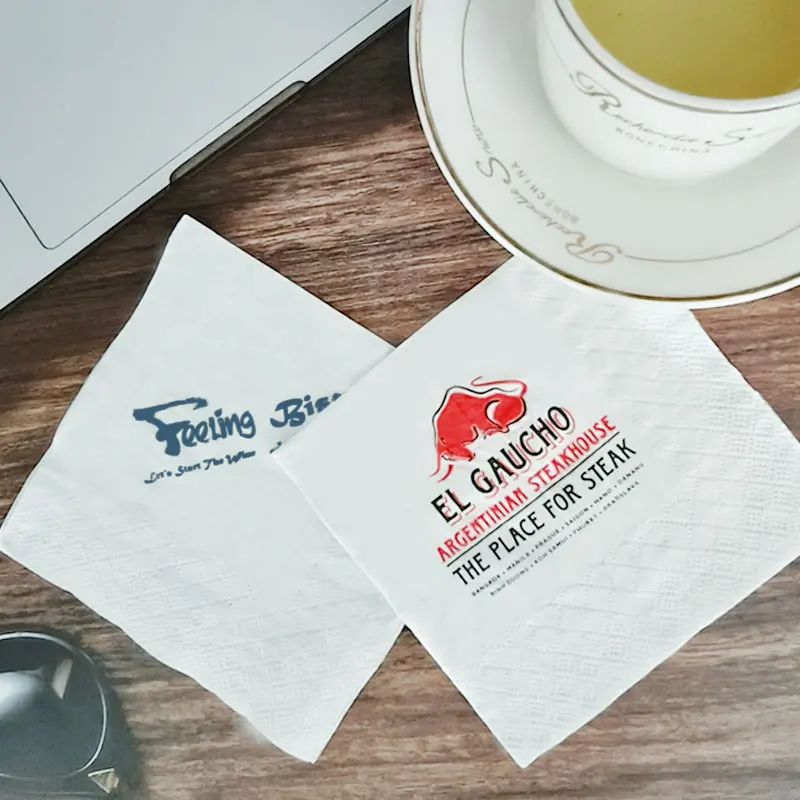 Commercial Tissue Napkins Custom 2 Ply Napkin Print Paper 2Ply Design Folded Digital Printing Disposable 23X23Cm