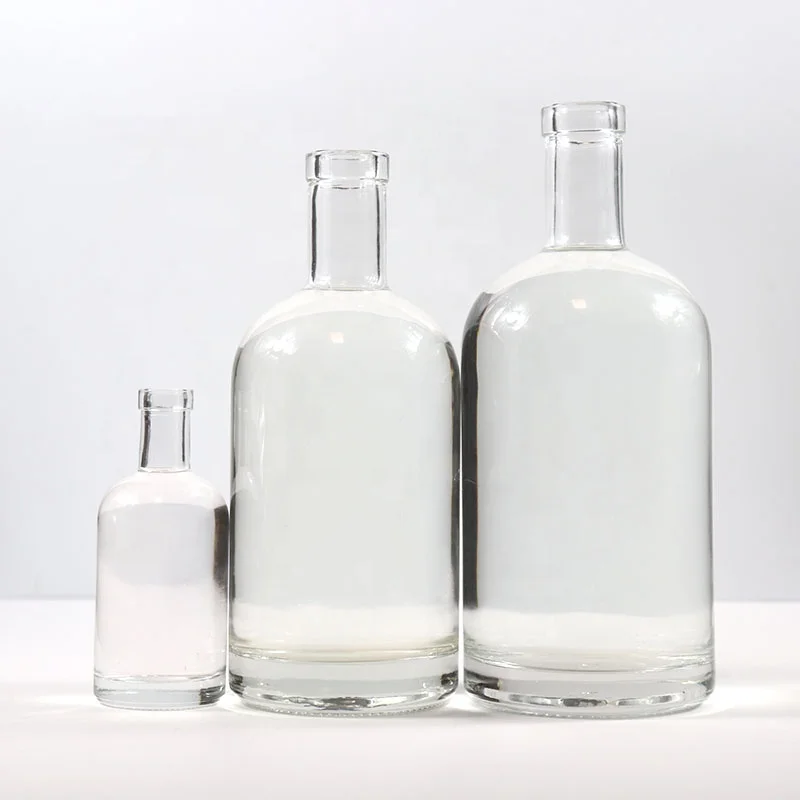 Классические стеклянные бутылки с длинным горлышком для крепких напитков 330 мл 500 750 плоские виски бурбона джина текилы бренди энергетических