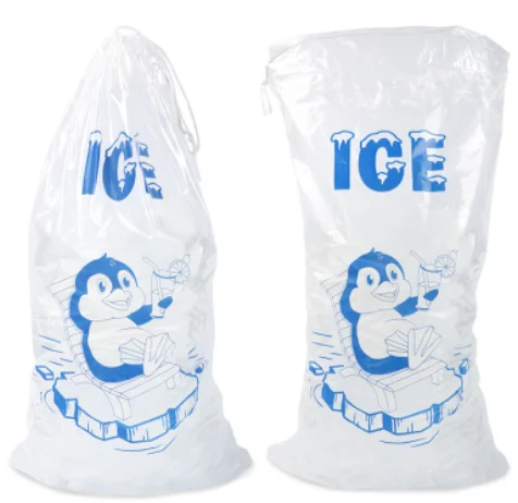 Plastic Ice Bags 8lb 10lb 50bags 11 x 19 Inch with Twist Tie Drawstring Closure Durable Ice-bag Storage Freezer Bag