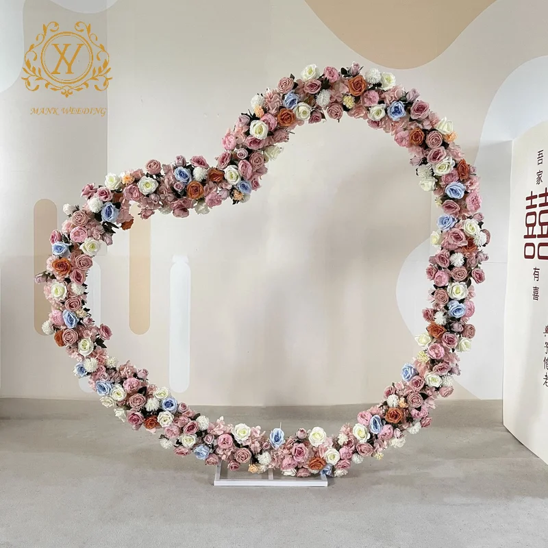 Heart-shaped Arch New Photo Props Metal Flower Frame Backdrop Arch for Outdoor Wedding Lighting Arch Decoration