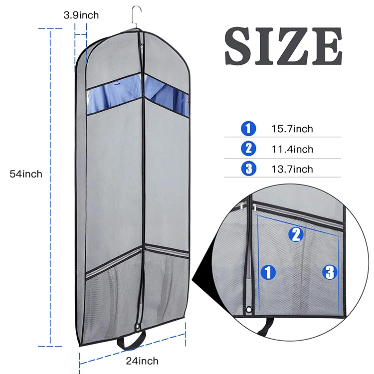 Custom breathable 120GSM non-woven fabric dust cover foldable garment bag for travel
