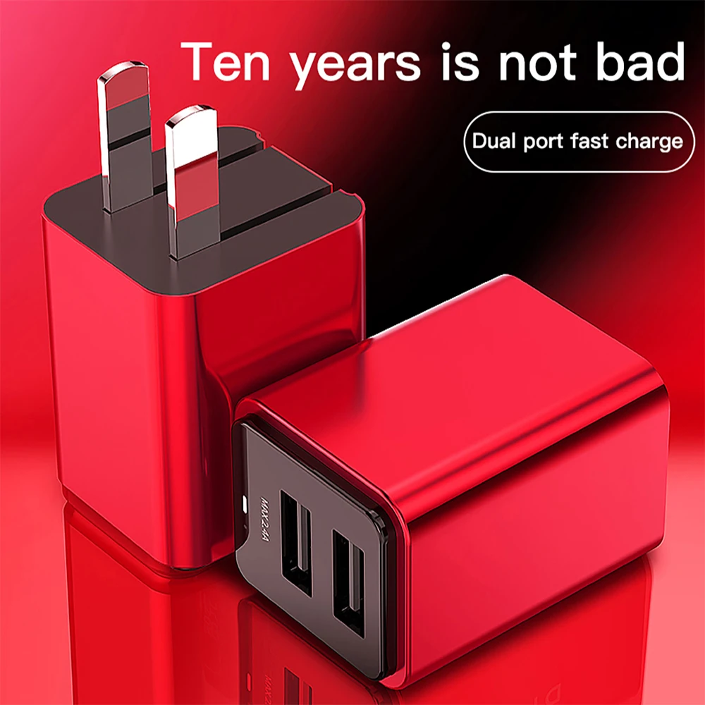 Настенное зарядное устройство с двумя USB-портами и поддержкой быстрой
