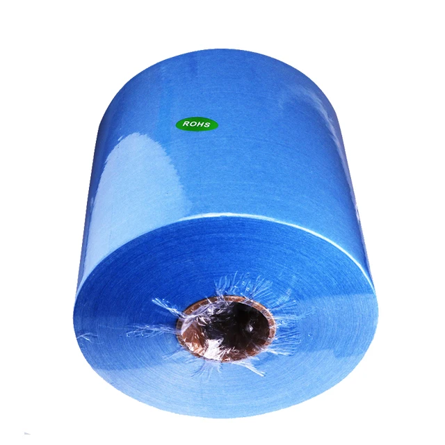 Lint free oil woodpulp jabo non woven cleaning cloth blue wipers industrial paper cleanroom wipe roll