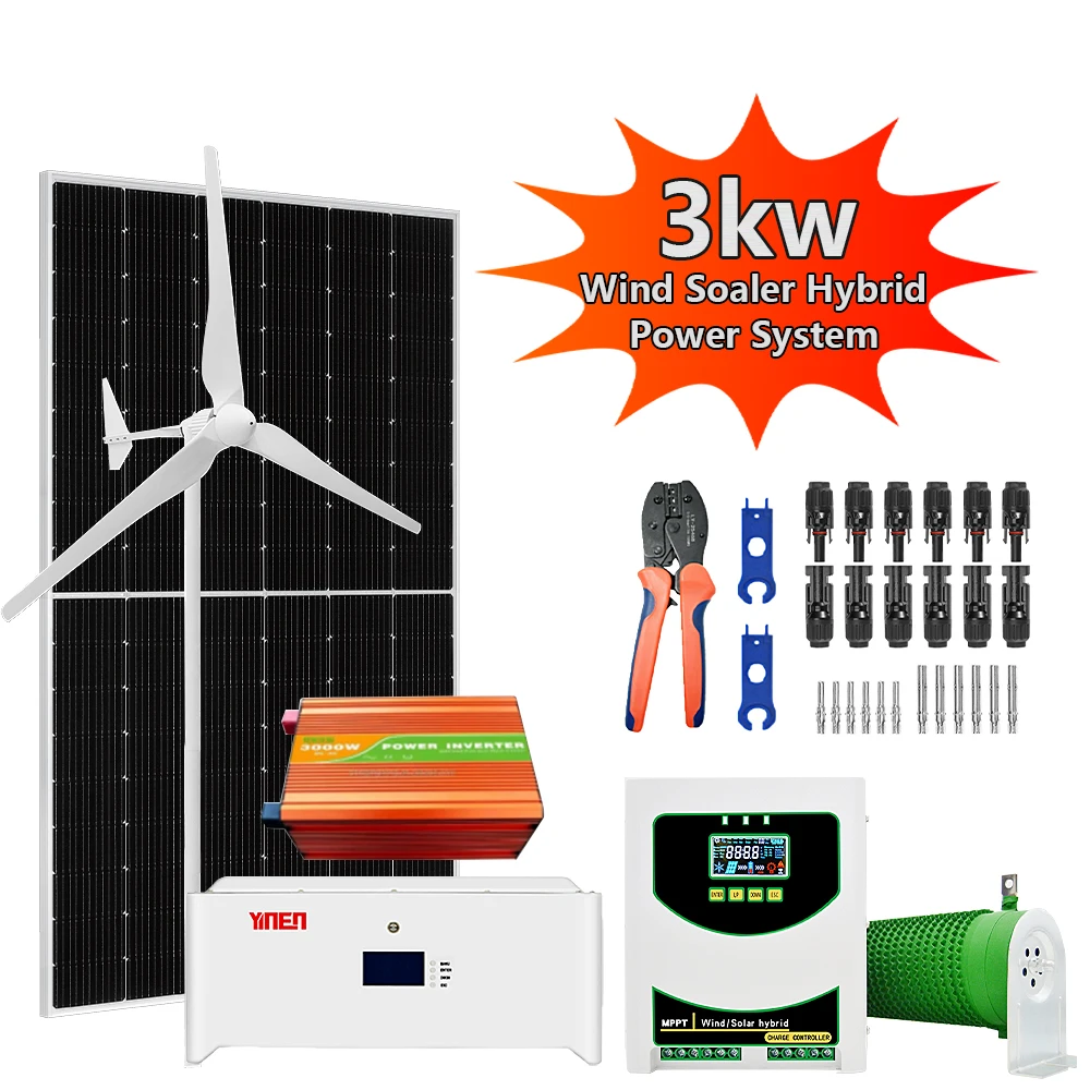 3KW solar panel  wind turbine generator hybrid system