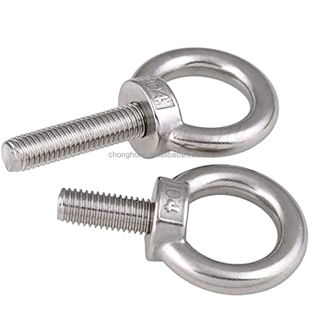 Screw M616/20/25/30/35-60mm DIN580 Eye Bolt 304 Stainless Steel Marine Lifting Eye Screws Ring Loop Hole for Cable Rope Eyebolt