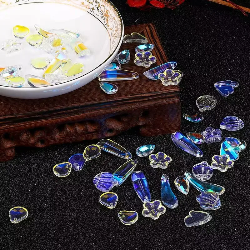 Glass drop beads transparent invisible crystal necklace pendant glass crystal magic color beads