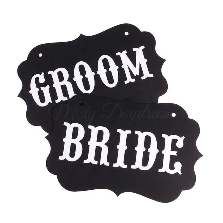 Свадебные знаки картон для жениха и невесты 2 шт. в 1