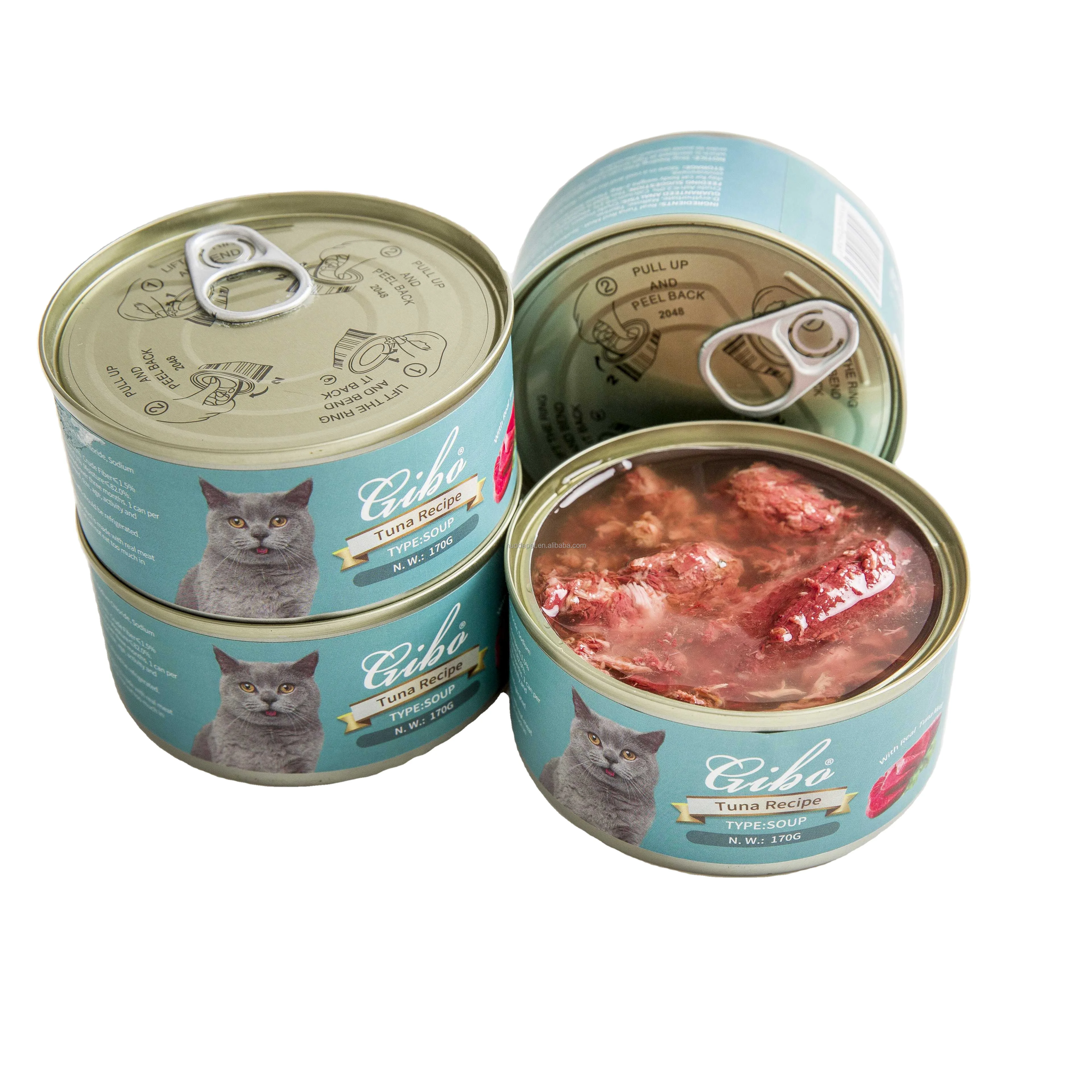 Factory Supply canned tuna 170g canned cat food soup jelly mousse form cat wet food canned pet food for cat
