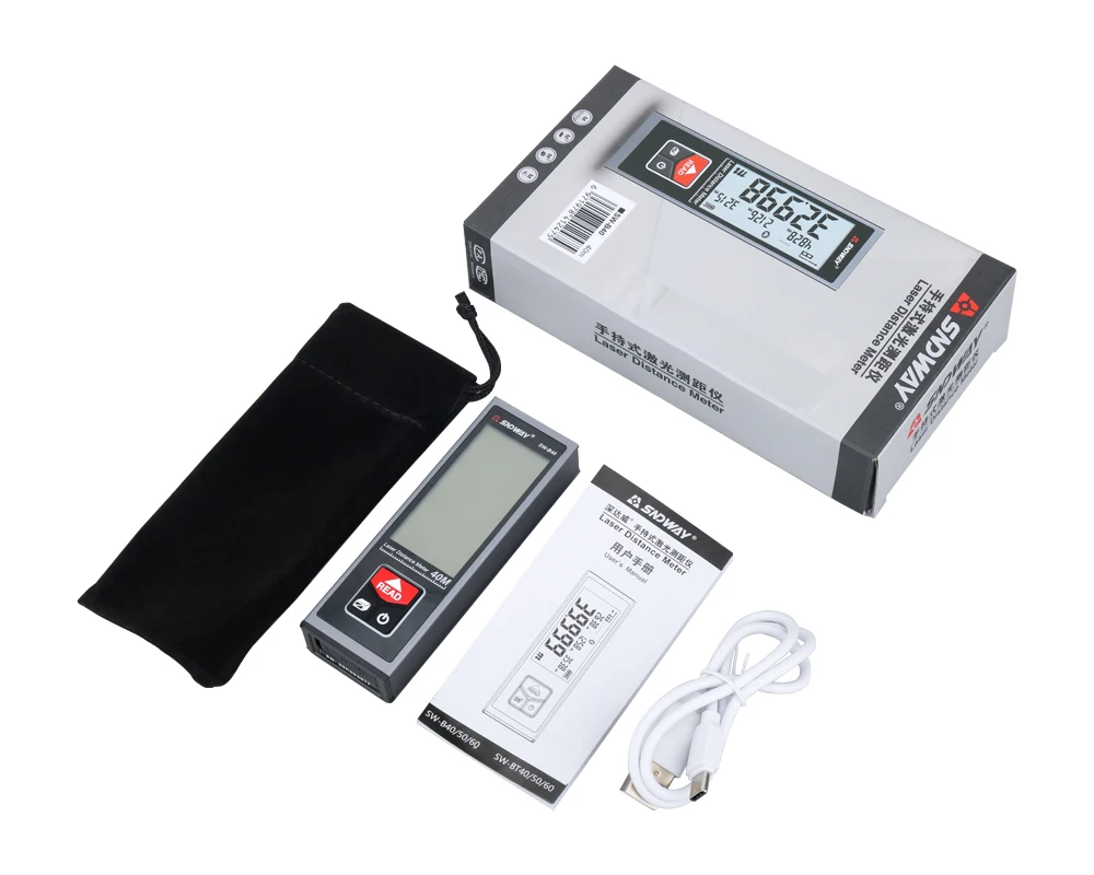 SNDWAY SW-B40Laser Distance Meter 40M 50M 60M Rangefinder Electronic Roulette Laser Digital Tape Trena