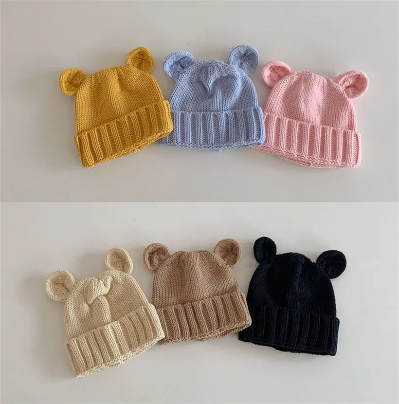 Оптовая продажа Детская Зимняя Теплая Шапка-бини с медведем