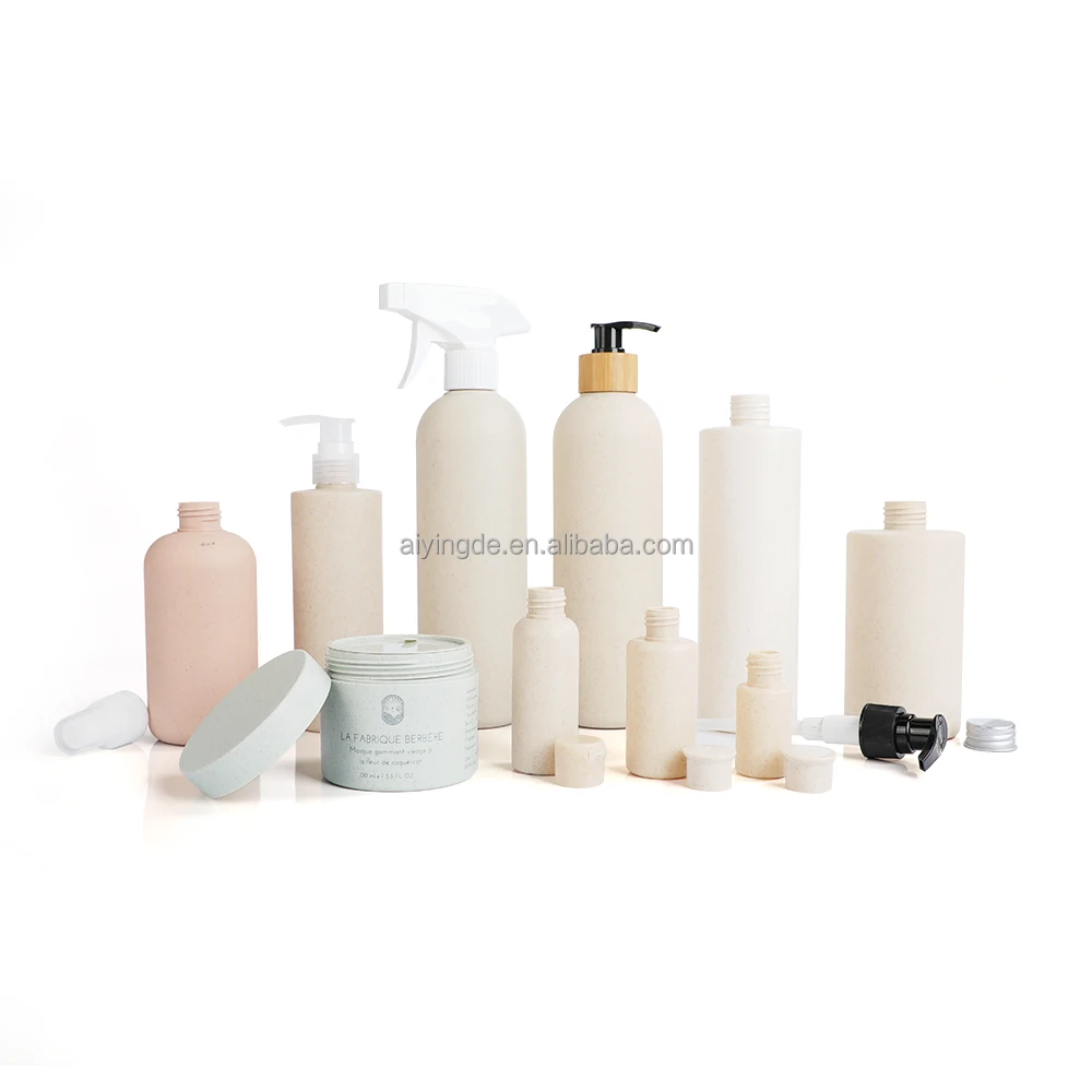 New Design 300ml Biodegradable Wheat Straw Packing Plastic Shampoo Bottle For Cosmetic Container With Trigger  Spray Mist