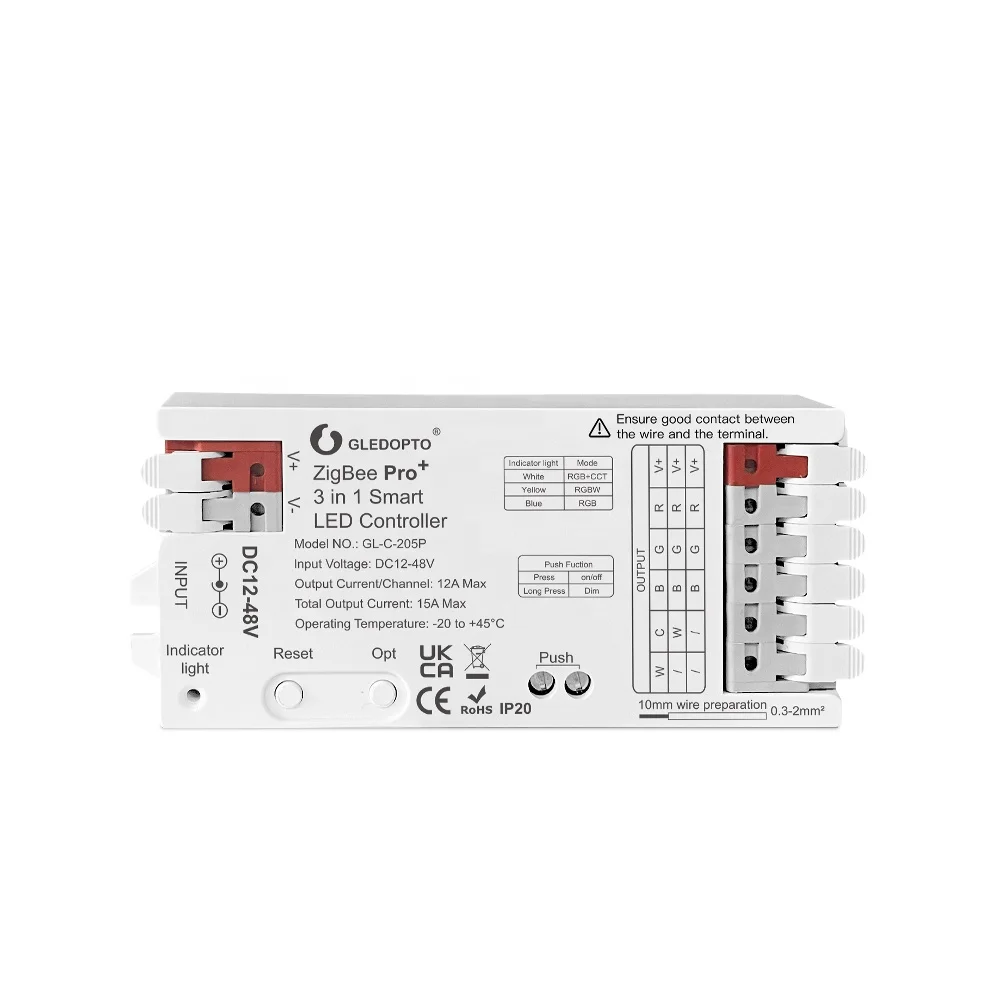 2024 hot Gledopto Zigbee 3 in1 led controller Remote Control Power-off Memory Function Push Switch Simple Connection DC 12-48V