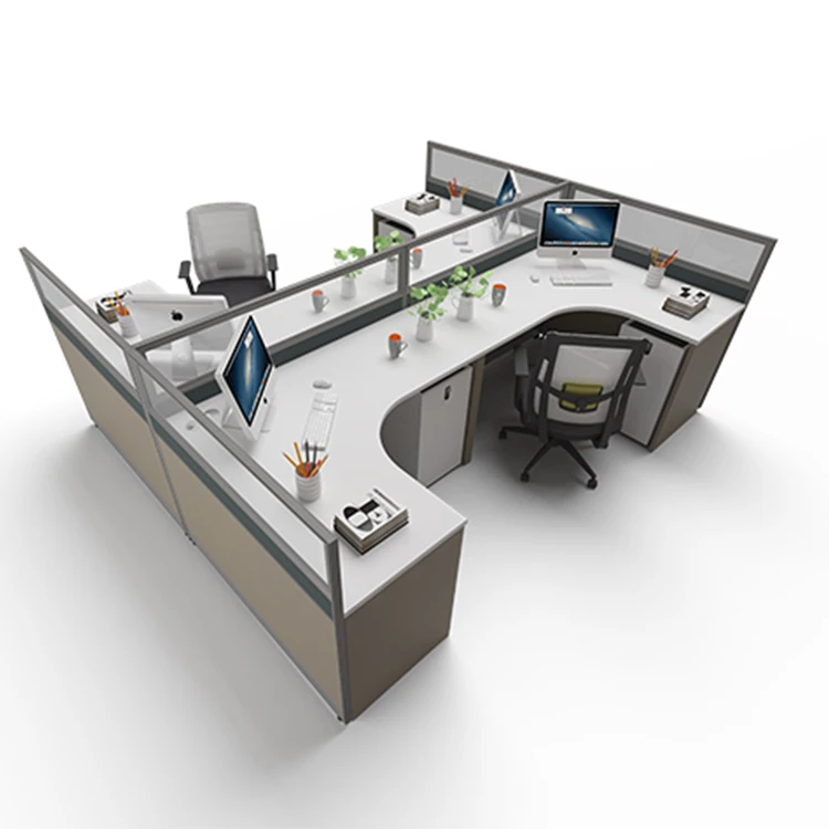 30mm Thick Aluminum Partition L shape Call Center Cubicle Office Workstation