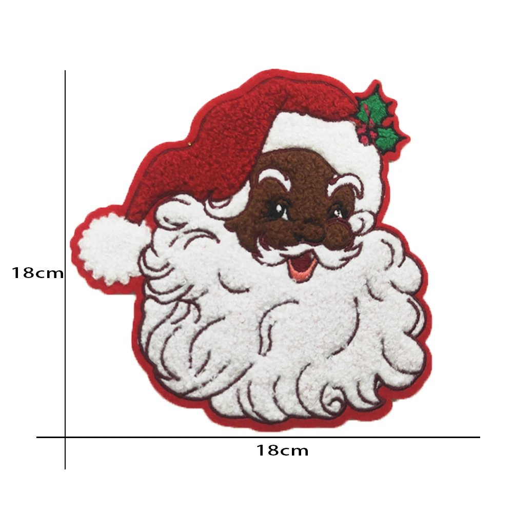 Designer Custom christmas heat press patch santa baby chenille embroidery iron on Large patches For Clothes