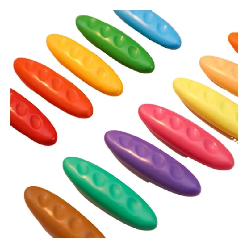 24-Color Non-Toxic OEM Packaging Wax Plastic Crayons Custom Logo Kids Drawing Tools Washable Plastic Colored Art Sets