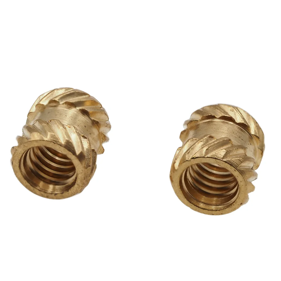Non-Standard Twill Inch American Screw Nut Embedded Knurled Hot Melt Injection Copper M4 Brass Nuts for Lathe Processing