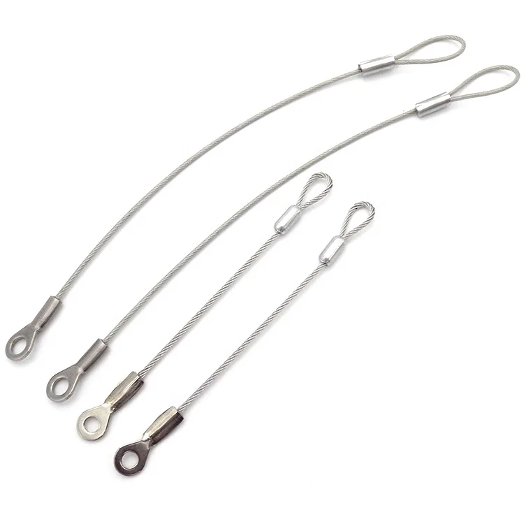 Durable Stainless Steel Cable Lanyard Plastic Coated With Loop And Eyelet Terminal Ends