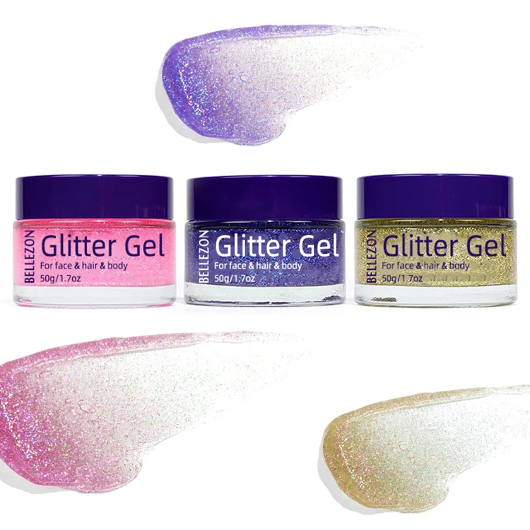Wholesale Cosmetic Jelly Glitter Makeup Eyeshadow Fine Face Hair Body Glitter Gel