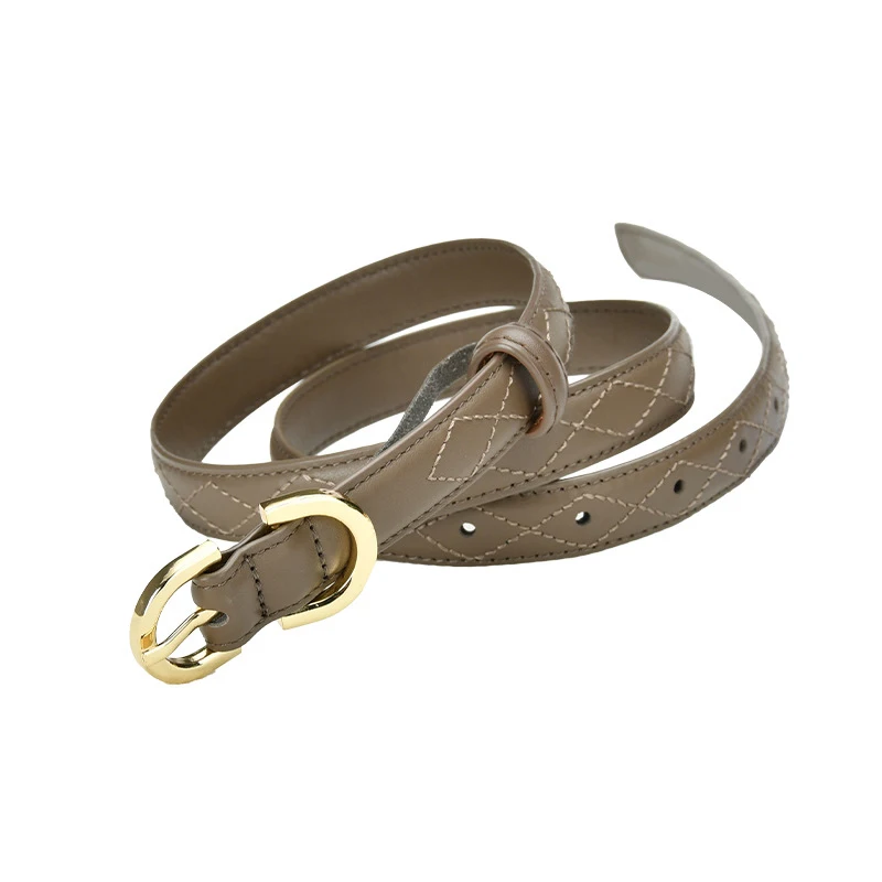 Оптовая продажа, высококачественный классический ремешок из натуральной воловьей кожи с двойной металлической пряжкой для женщин