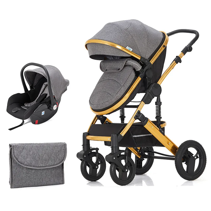 2023 Hot Sale 3 in 1 Baby Stroller with car seat Luxury Travel System big wheels with mommy bag baby poussette