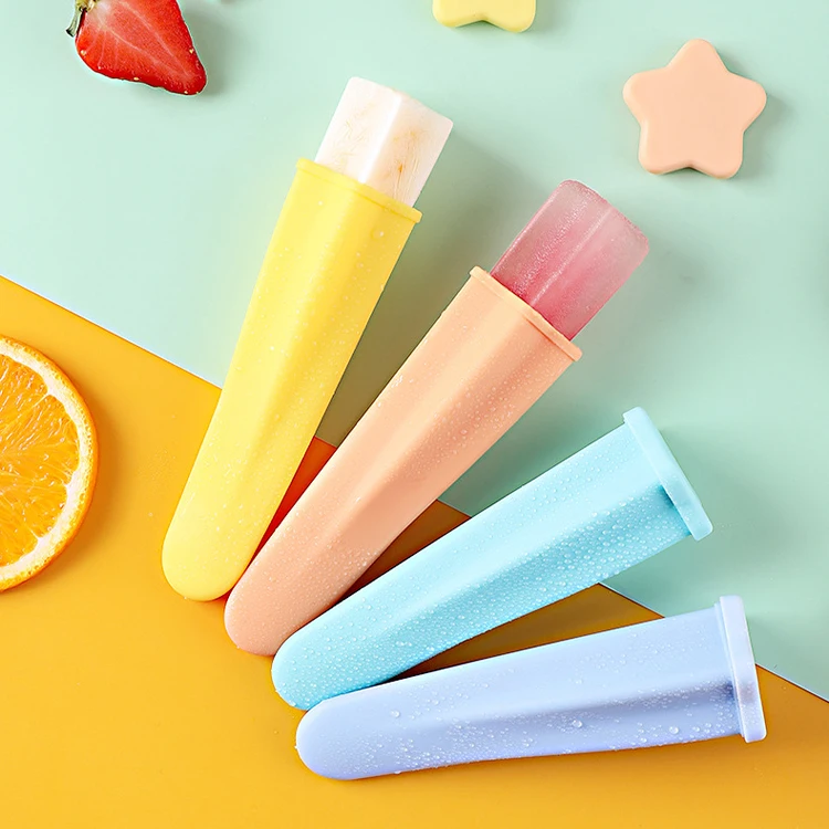 Factory Bpa Free Eco-friendly Reusable Easy Release Ice Pop Maker Silicone Popsicle Ice Cream Mold With Lid