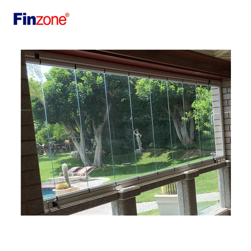 frameless glass stacking windows sliding separately transparent folding windows for balcony glazing