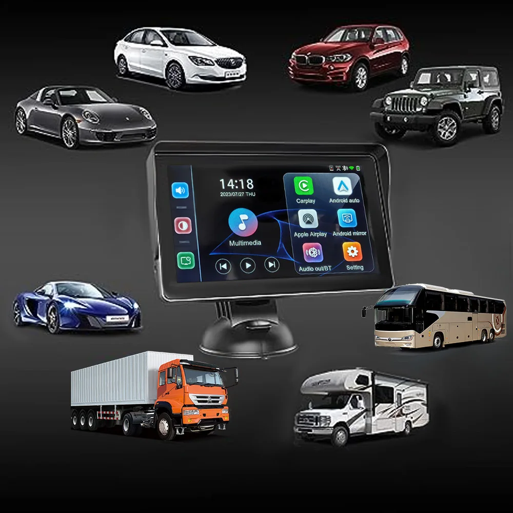 New Design 7 inch Android 12 System 2+64GB 2+128GB Linux 1.0GHz Universal IPS Portable Carplay Monitor