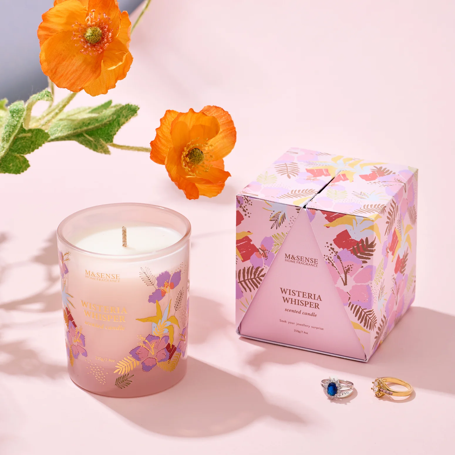 M&Sense hot sale wedding decor scent colorful gem stone jewelry select ring candle