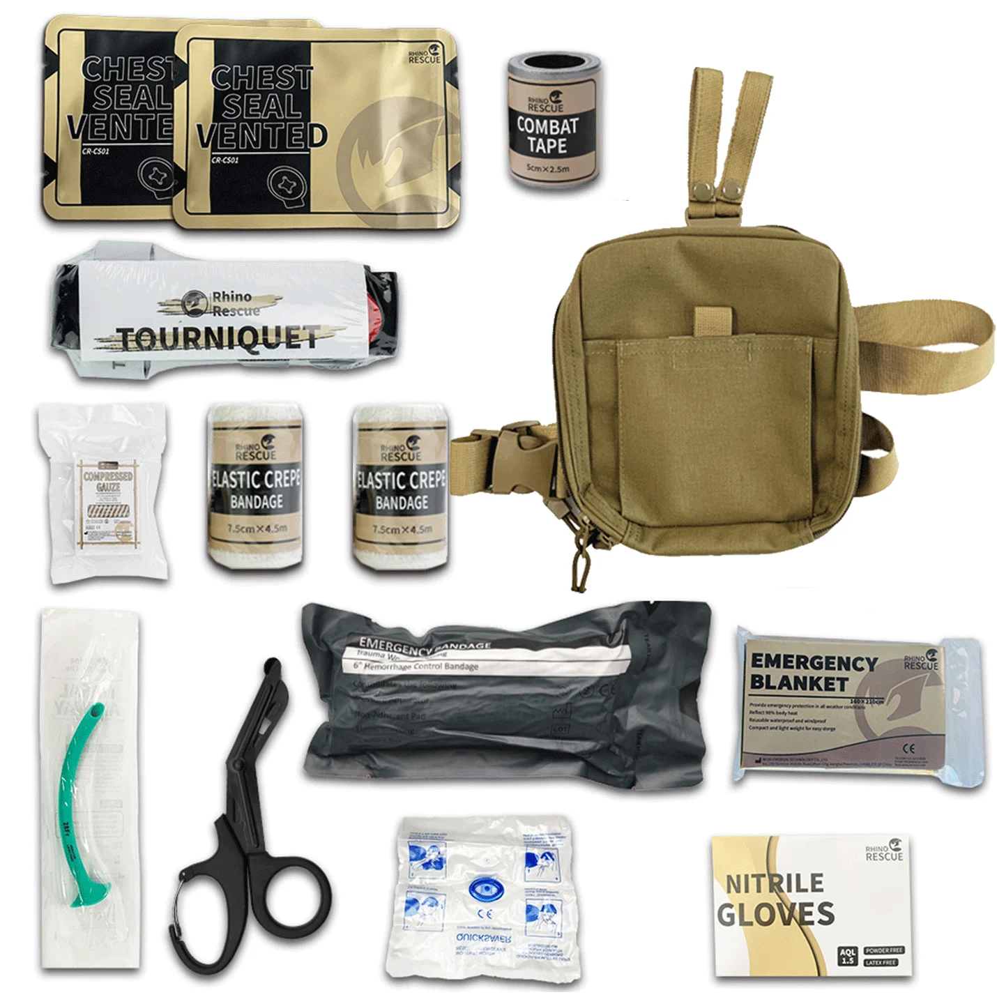 Tactical Thigh Pack Khaki Emergency Trauma Kit for First Aid Kit Leg Bag Medical Trauma Bag