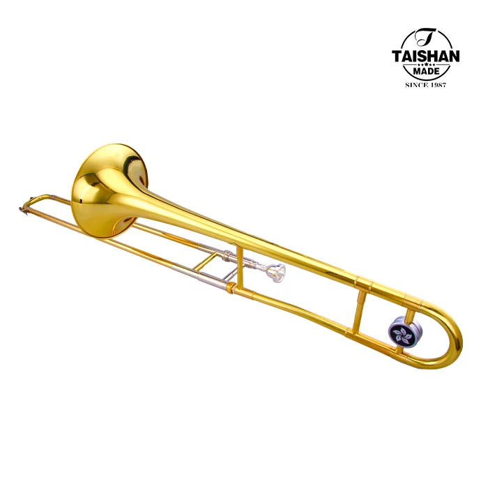 Gold Lacquer Bb Tone Slide Alto Trombone with Yellow Brass Key
