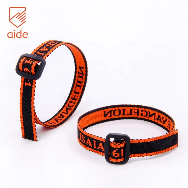 Custom Jacquard Weaved Thick Adjustable Anti Slip Woven Polyester Wristband For Festival Events