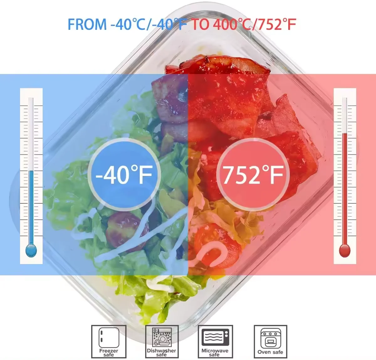 Glass Food Storage Glass Meal Prep Containers Baking Containers Set with Locking Lids