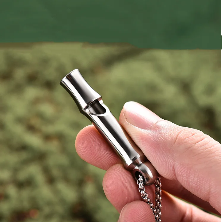 Aztec Death Whistle Creative Outdoor Titanium Alloy High-Frequency Pop Whistle Pure Titanium Camping Lanyard Seeker Raw Whistle